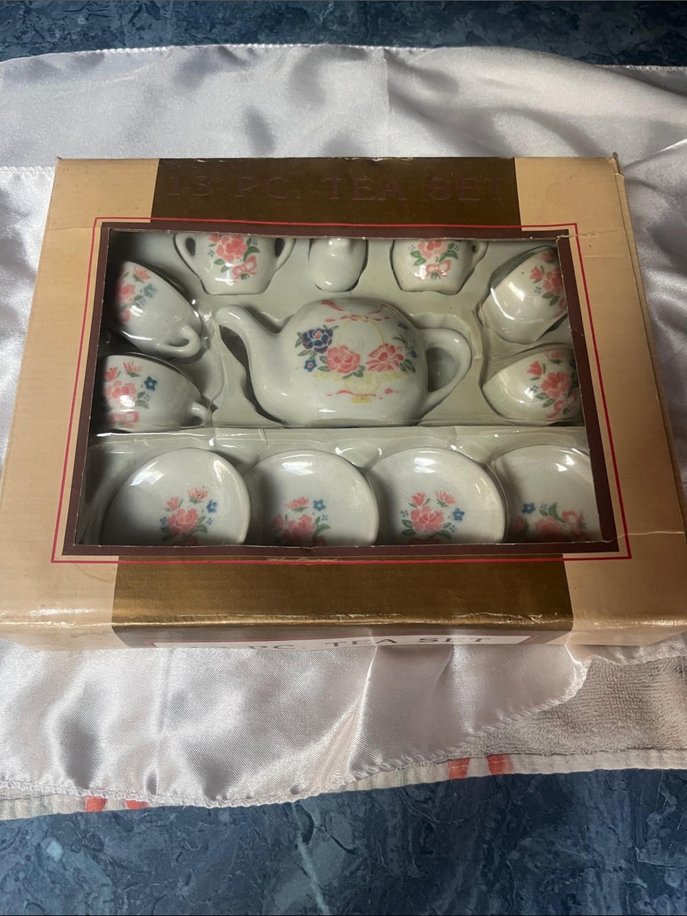 Vintage Miniature Floral Porcelain Tea Set w/ Original Box